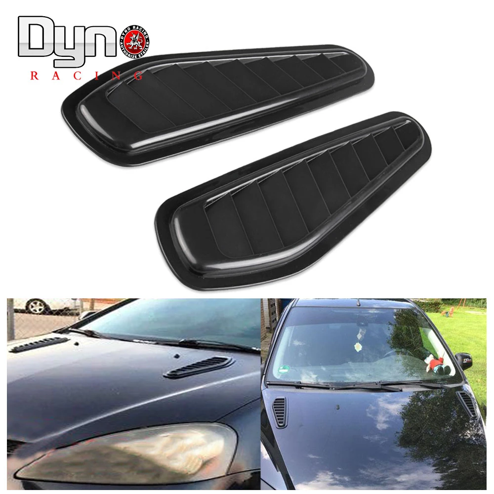 Black Car Decorative Air Flow Intake Scoop Turbo Bonnet Vent Cover Hood Fender