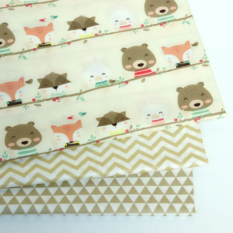 Принт с медведем, хлопковая ткань; твиловая, хлопковая ткань Лоскутная Ткань DIY лоскутного шитья Fat четверти Материал для новорожденных и детей