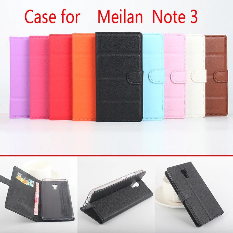 

For Meilan Note 3 Phone Case Folio Flip Pure Color Lichee Pattern PU Leather Wallet Case Cover Cash/Card Slots sanheng