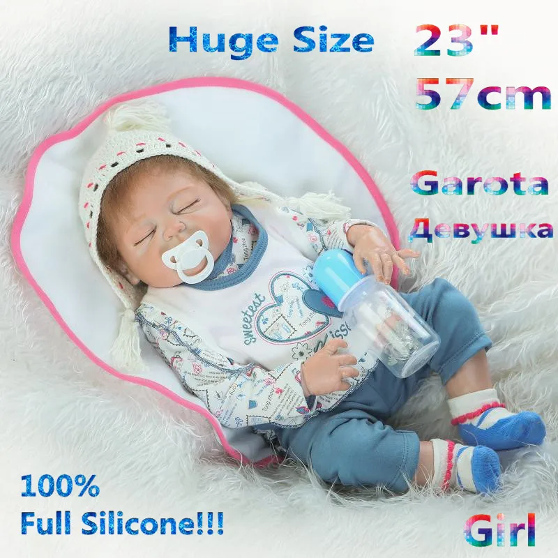 23" Newest Bath Into Water Baby Reborn Dolls Lifelike Solid Reborn Full