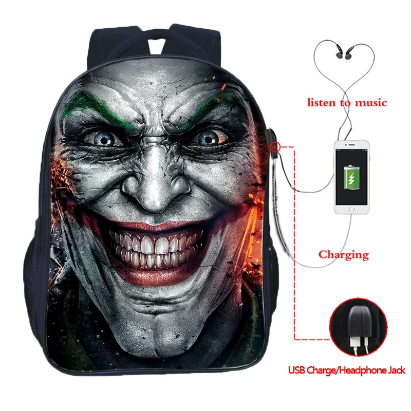 5 Рюкзак Joker USB Charge для подростков, повседневный рюкзак, модный рюкзак USB Joker, мужские и женские дорожные сумки, школьные сумки для мальчиков и девочек, Mochila - Цвет: 5