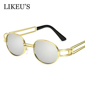 

LIKEU'S Retro Small Round Sunglasses Men Male Vintage Steampunk Sunglass Women Hip Hop Gold Glasses Luxury Brand Eyewear UV400