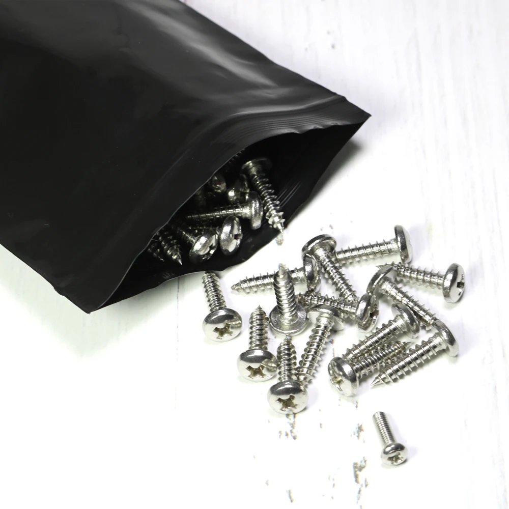 100pcs Multi Sizes Reclosable Poly Ziplock Package Pouches Black Heat Sealing Zip Lock Plastic Storage Bags 2