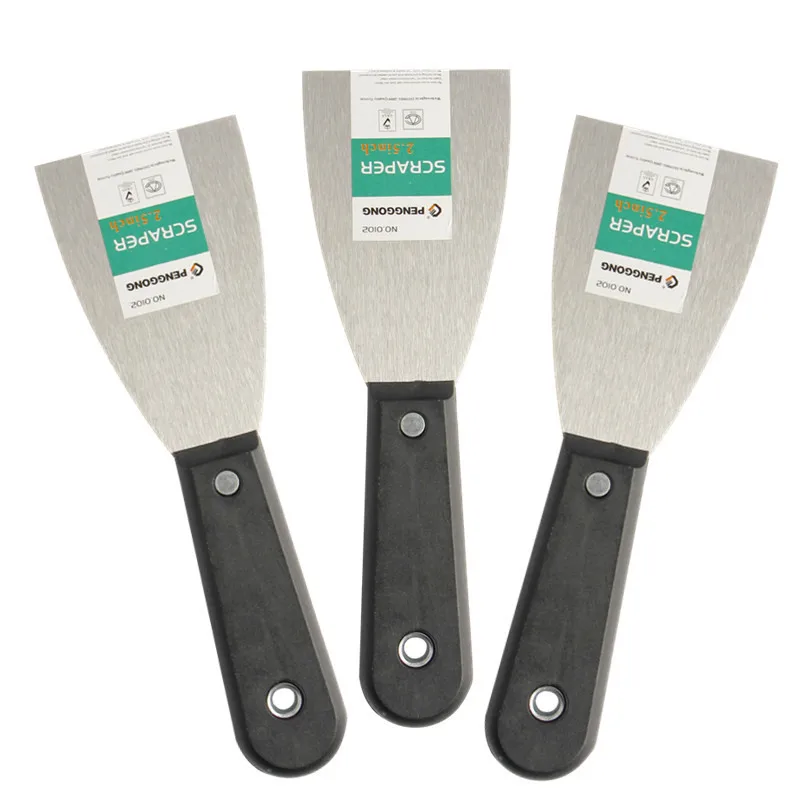 3Pcs Putty Knife Scraper Blade 2.5" Carbon Steel Plastic Handle Scraper