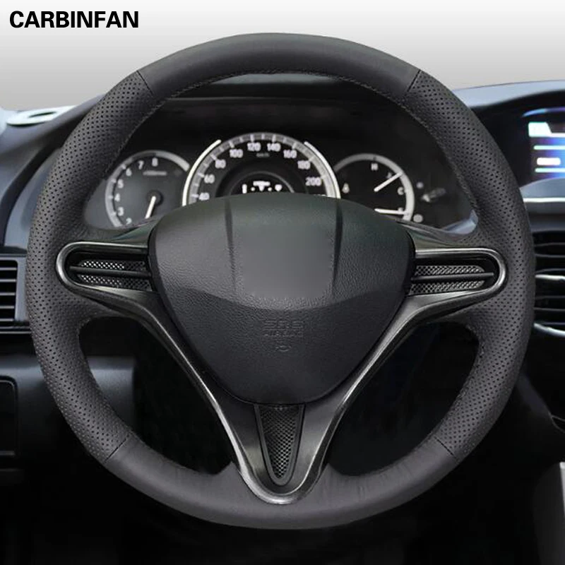 Черный кожаный ручной сшитый чехол на руль из замши для Honda Civic старый Civic 2006-2011
