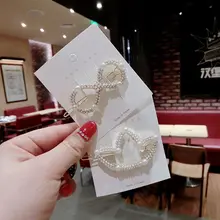 Корейский стиль, женские студенческие двухрядные заколки для волос с искусственным жемчугом, с бантом, корона в форме звезды, заколки для волос в форме конского хвоста