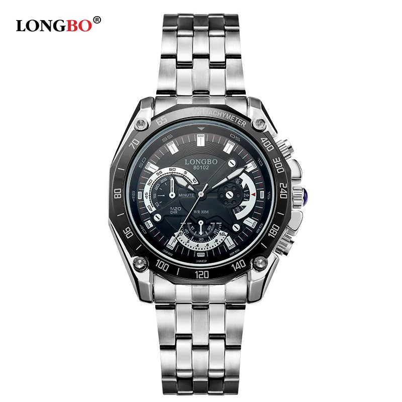 LONGBO 80102 relogio masculino армейские военные модные спортивные роскошные японские водонепроницаемые Стальные кварцевые часы