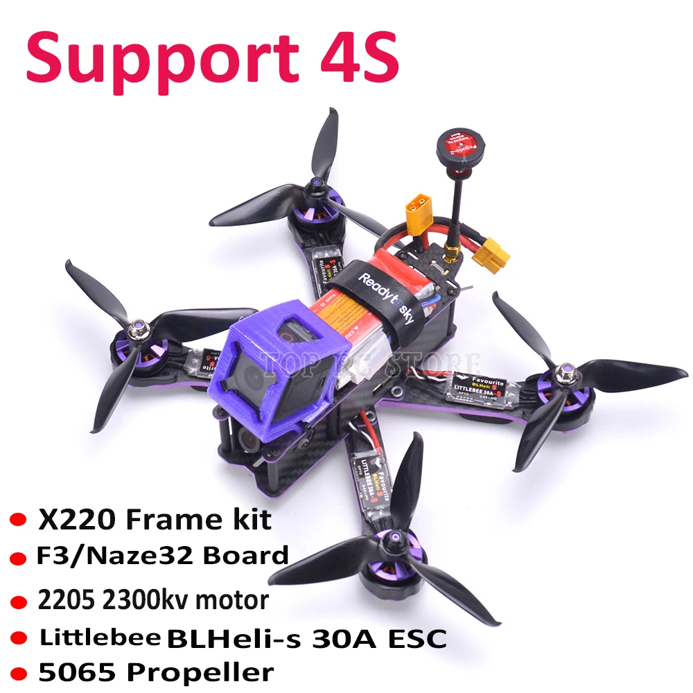 

X220 220mm Quadcopter Frame Naze32 Rev6 / F3 6DOF / 10DOF Controller board 2205 2300kv Littlebee 30A BLHeli-s ESC 700TVL Camera