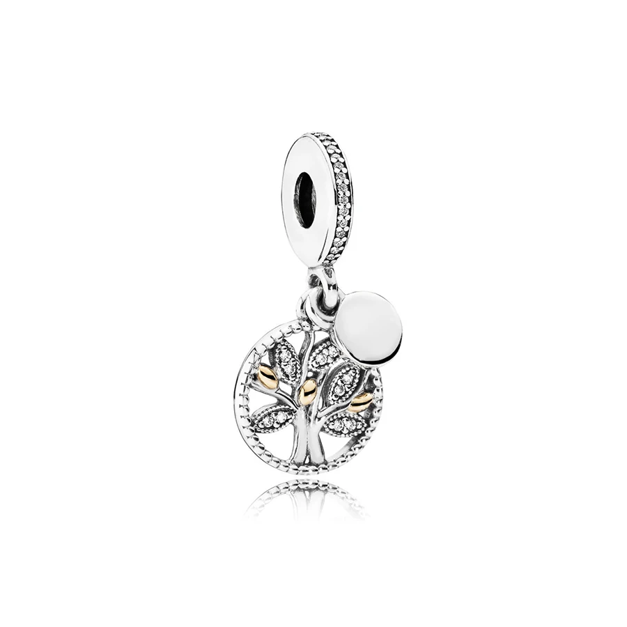 

NEW 100% 925 Sterling Silver Family Heritage Dangle Charm Clear CZ Pendant Charms Bead For Mother Gift Bracelet DIY