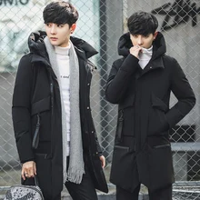 Новинка года; хлопковая обувь для мужчин и женщин в Корейском стиле длинный абзац в длинные хлопковые мужская зимняя куртка мужская одежда куртка