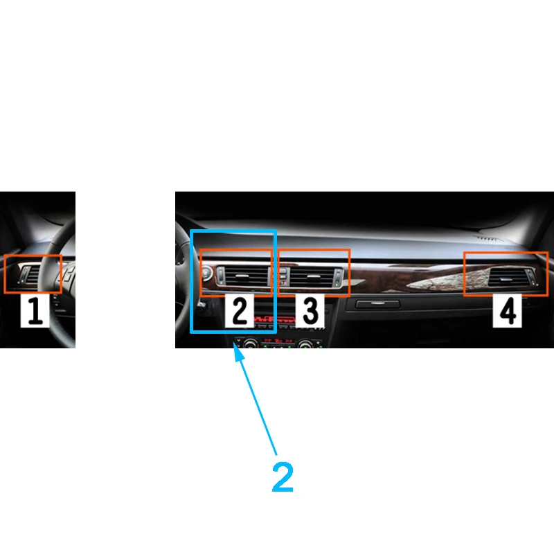 Front row ветер розетка кондиционера панель vent весло решетка регулировки Пьеса для BMW 3 серии E90 318i 320i 325i 330i 335i - Color Name: 2