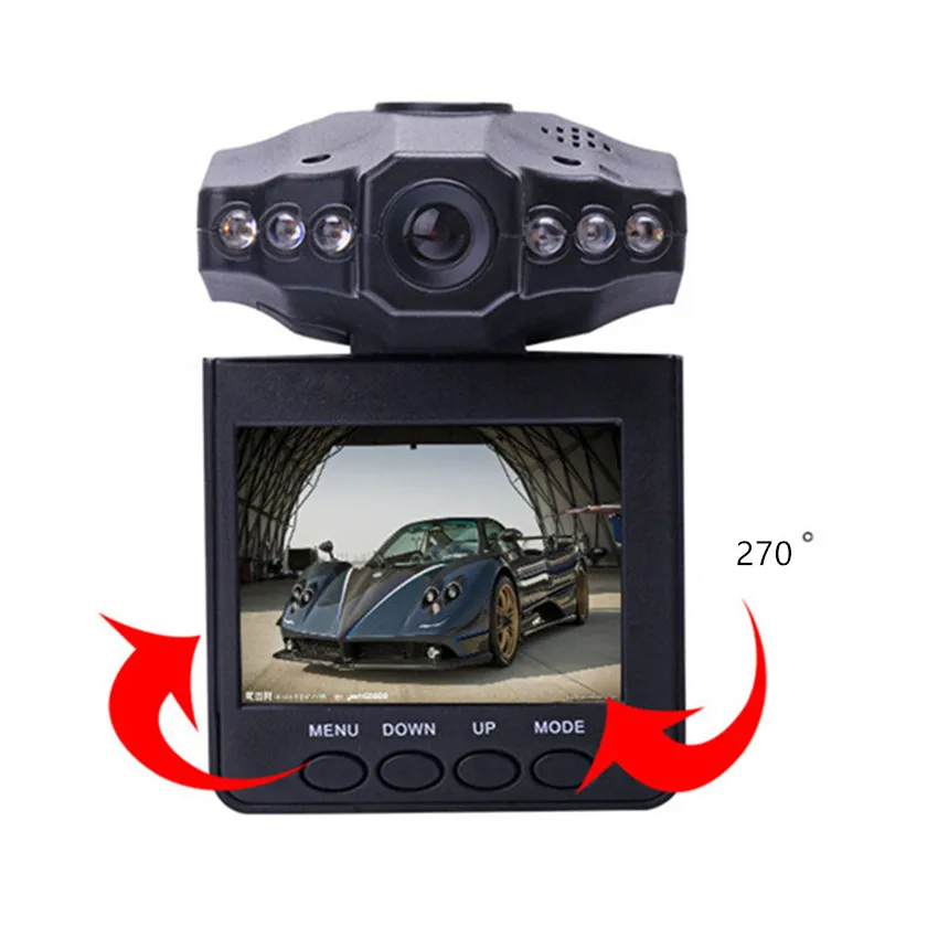 2 4 дюймовая Автомобильная камера DVR 270 градусов вихревая светодиодная ИК лампа