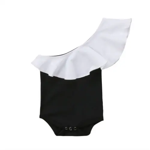 

Lovely Newborn Baby Girl Inclined Shoulder Ruffle Romper Summer Clothes Summer Adorable Baby Sleeveless Off Shoulder Romper