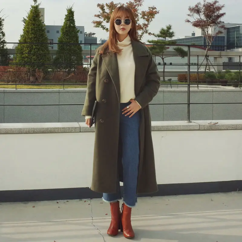 Goede Nieuwe Vintage Cocon Stijl Winter Wollen Jas Vrouwen X Lange Plus Katoen Dikker Maxi Wollen Jassen Overjas Parka Manteau femme C3593