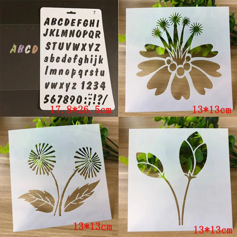 

4pcs Bullet Journal Stencils For Wall Painting Scrapbooking Stamping Stamp Album Decorative Letters Numbers Template Reusable
