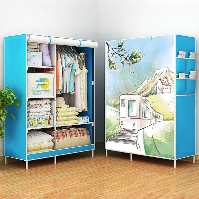 Металлический Тканевый шкаф для одежды, гардероб, шкаф для хранения, коллаж, шкаф для хранения детской мебели, передвижной шкаф для спальни