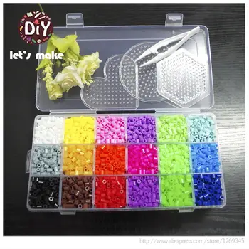 

Let's Make Hama Beads 18 Color 2500pc Box Set 2 Template+2 Iron Papers+1 Tweezers Fuse Perler Beads Diy Educational Toys Craft