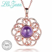 L& zuan 925 пробы Серебряный чокер натуральный 3.695ct аметист кулон фиолетовый камень ювелирные изделия с стерлингового серебра ювелирные изделия цепочки и ожерелья