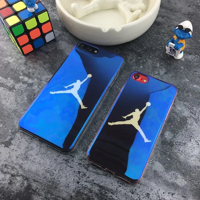 

Protective Flyman Jordan Case Cover for iPhone 7 6 6s Sport Basketball Blue-ray Soft Rubber Case for iphone X 8 7 Plus