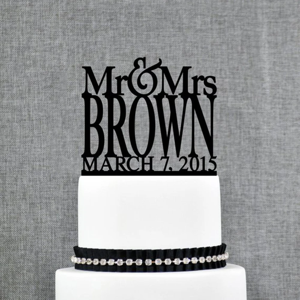 Personalized Wedding Cake Topper, Mr and Mrs Last Name  with Date Cake Topper, Unique  Custom Cake Topper decoration Supplies