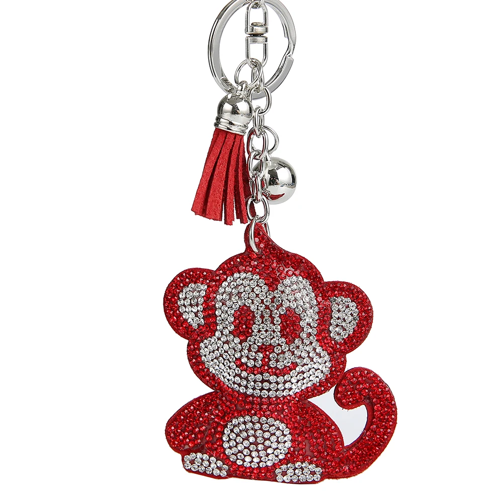 アクセサリー Monkey Rhinestone Monkey Key Chains Rings Holder Crystal For Women