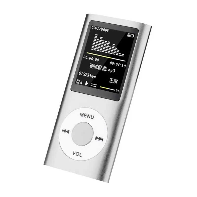 IPod style Портативный 1," lcd MP3 MP4 музыкальный видео медиаплеер fm-радио стабильное использование для зарядки fm-радио музыка домашняя фото спорт - Цвет: Серебристый