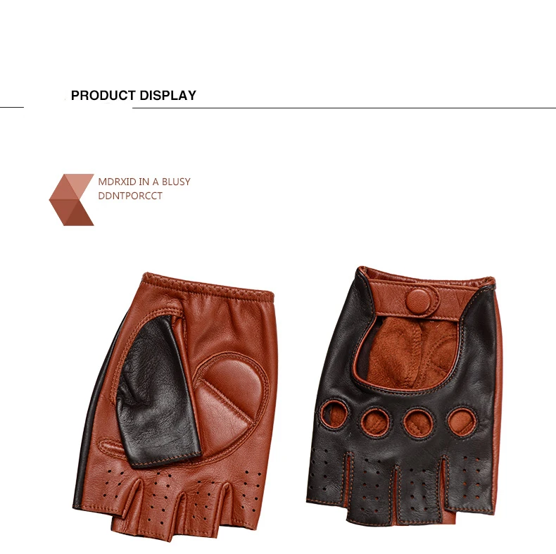 Кожаные перчатки, стиль, весна-лето, мужские перчатки с полупальцами ...