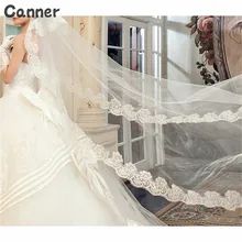 Canner женская свадебная вуаль длинная 3м кружевная кромка Свадебная Соборная вуаль 1 слой Свадебные аксессуары А3