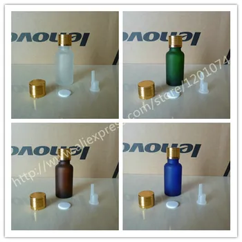

20ml clear/brown/green/blue frosted Glass Bottle With aluminum shiny gold cap(lines)+clear insert.Oil vial,for Essential Oil
