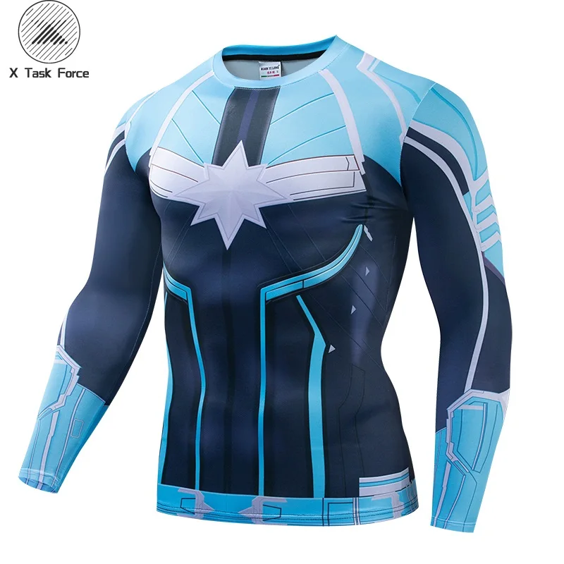 

Captain Compression Shirts 3D Printed T shirts Men Raglan Sleeve 2019 Long Sleeve Pattern Tops Male Comics Cosplay Costume Cloth