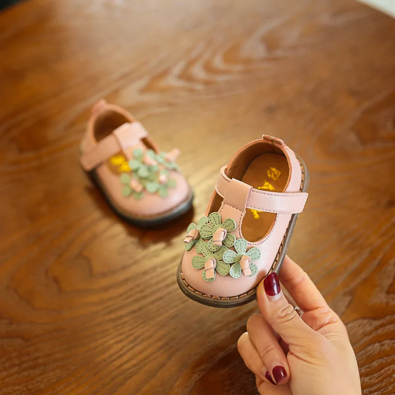 Одежда с цветочным рисунком для принцессы кожаная обувь,, весенний Детский свитер детские, с мягкой подошвой Обувь