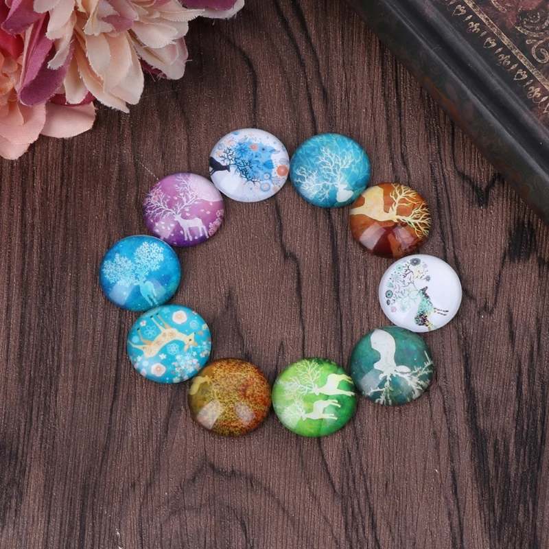 

Mixed deer 10Pcs Mixed 12/20mm Photo Image Deer Round Glass Cabochon Dome Flat Back Cover