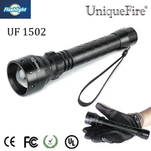 Uniquefire Zoomable UF-1502 XM-L T6 LED Flashlight 5 Modes Titanium Black Torch Waterproof LanternFor Outdoor Camping