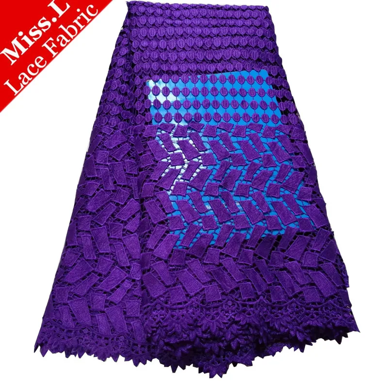 

Popular Purple Cord Lace Fabric Embroidered African Water Soluble Lace 5 Yards/Pcs 2019 Fashion Guipure Lace Fabric For Dress