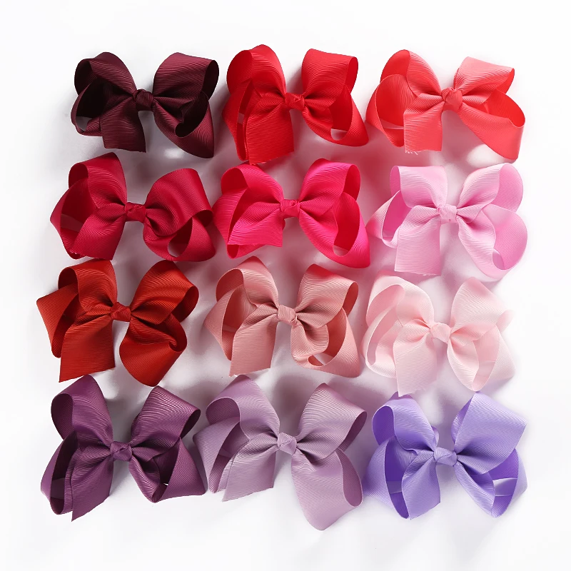 5inches Baby Girls Ribbion Bows Hair Clips Handmade Knotbow Hairpins