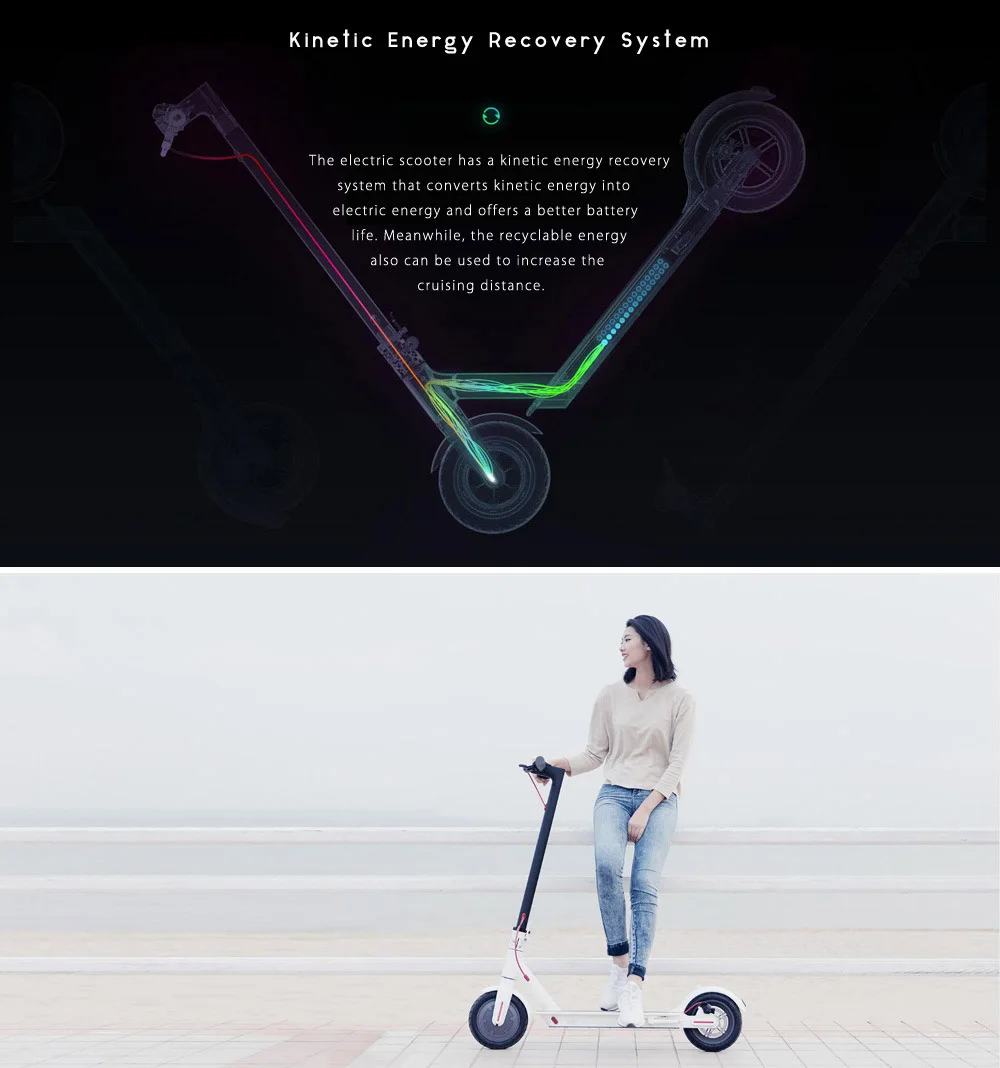 Xiaomi Mijia M365 Folding Electric Scooter E-ABS Technology Kinetic Energy Recovery System Cruise Control-9