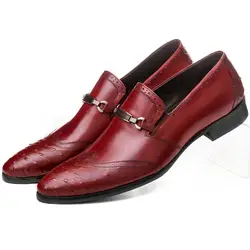 Модные черные/коричневые мужские туфли в деловом стиле из натуральной кожи свадебные туфли мужские модельные туфли с пряжкой