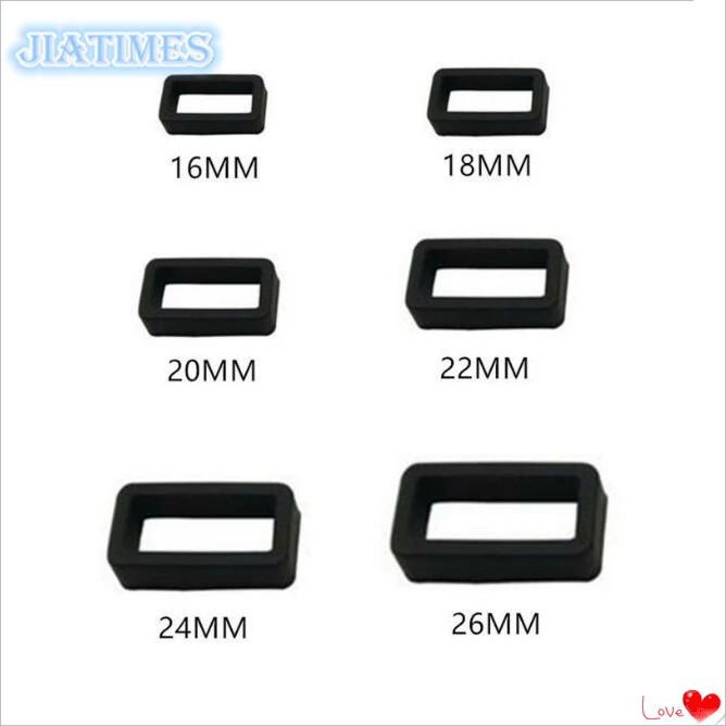 

Free Shipping 2pcs Rubber PVC Black Watch Strap Buckle Band Keeper Hoop Loop Holder Retainer Rings