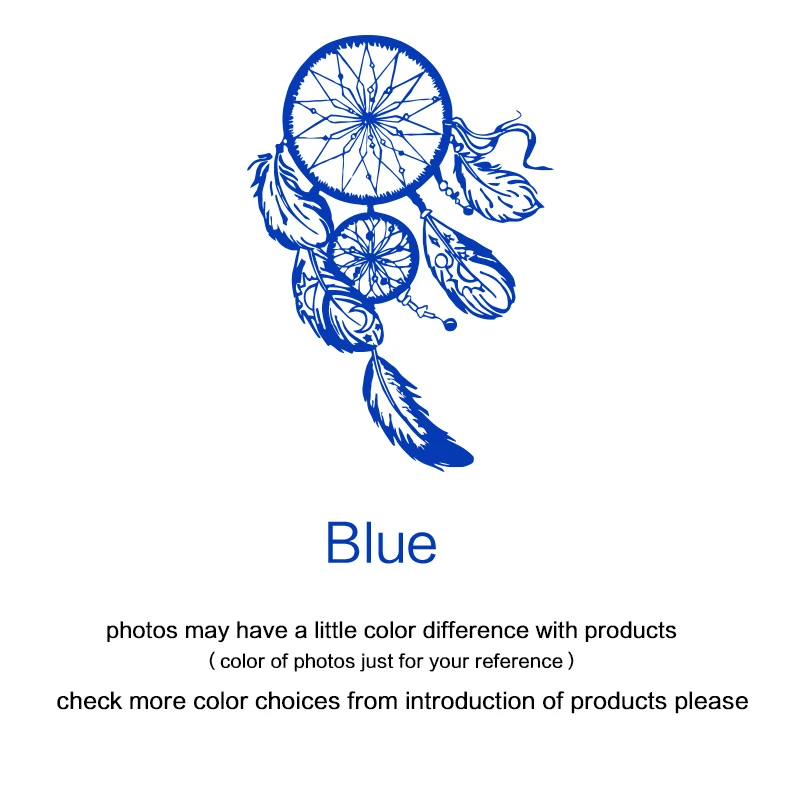 Арт дизайн Ловец снов виниловые наклейки на стену домашний Декор Перья ночной символ индийская Наклейка Спальня Гостиная Ловушка снов - Цвет: Синий