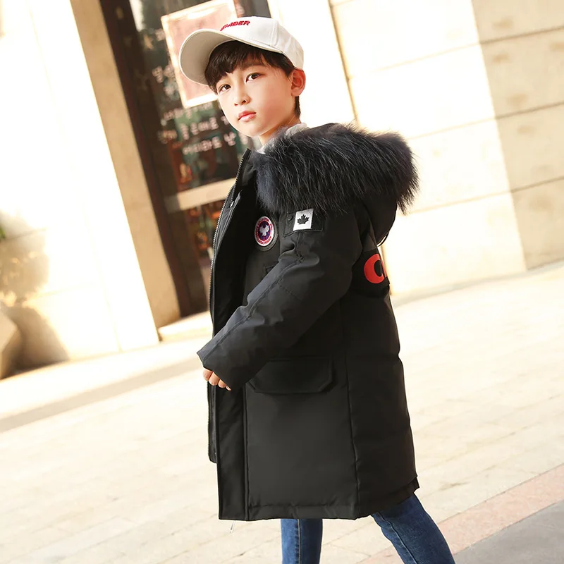 

Boys Down Jackets Teenagers White Duck Down Coat 2018 Natural Fur Collar Boys Winter Coat 7 8 9 10 11 12 13 14 15 16 Year Parkas