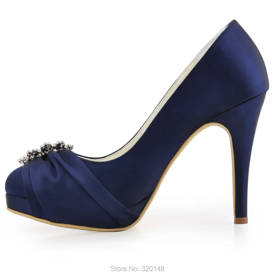 navy rhinestone heels