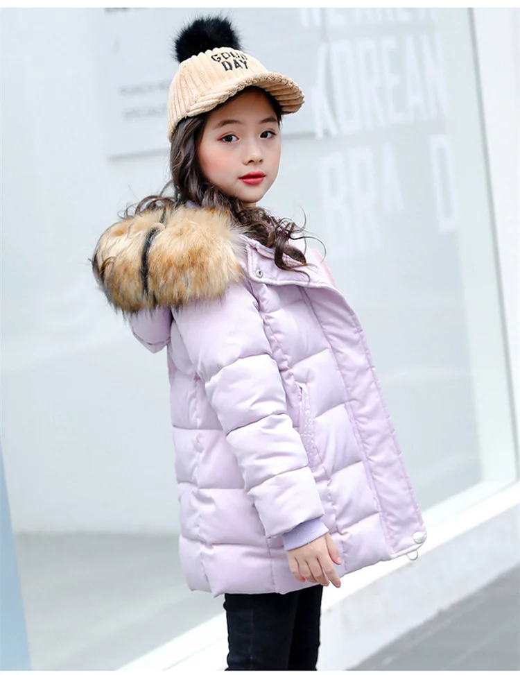 Модная детская куртка; сезон осень-зима пальто для девочек детская теплая плотная парка одежда с меховым воротником одежда с капюшоном для От 4 до 14 лет-подростков