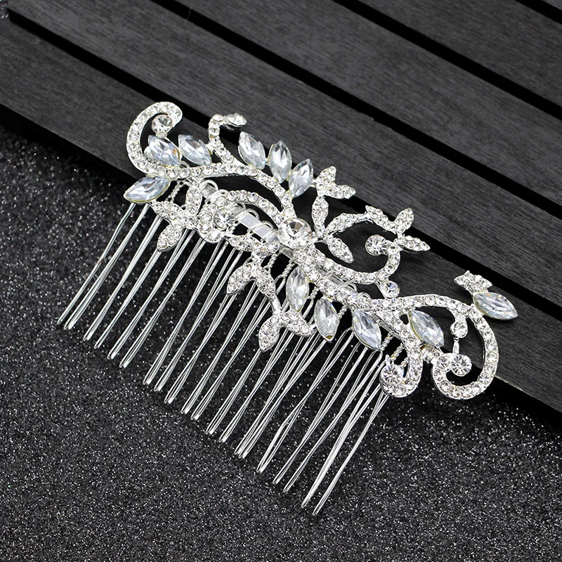 Fashion Silver Rhinestone Bridal Hair Comb Handmade Wedding Hair Accessories Rhinestone Hair