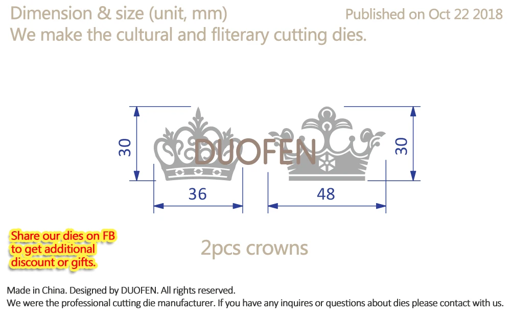 DUOFEN штампы для резки металла S18112305 2 шт. трафарет для тиснения короны DIY скрапбук бумажный альбом Новинка