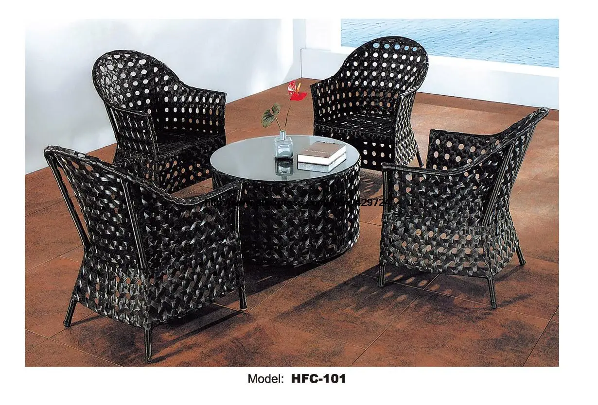Luxury high quality pe rattan furniture black wicker outdoor.