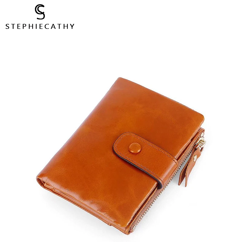 

SC Genuine Leather Short Wallet For Women Female Small Wallet Coin Purse Girls Leather Multi Pocket Wallet Card Holder Casual