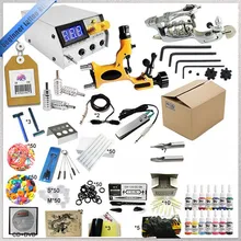 Wholesale Professinal Tattoo Kit 2 Gun Complete Machine Equipment +Teaching CD+Ink sets +Needles for Beginners Beauty Tools