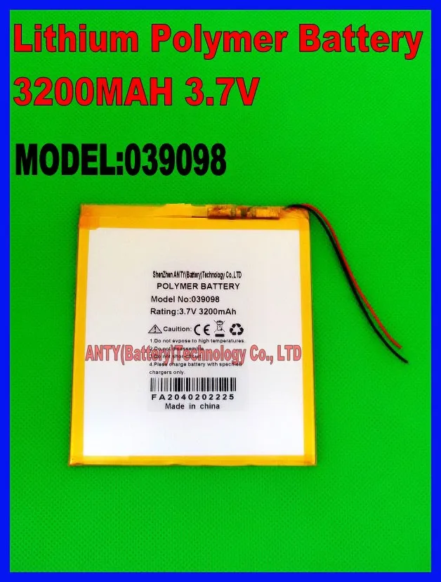 100pcs/Lot Lipo Rechargeable Battery 3.7v 3200mah Li polymer with BMS for Tablet PC Lithium Polymer | Электроника