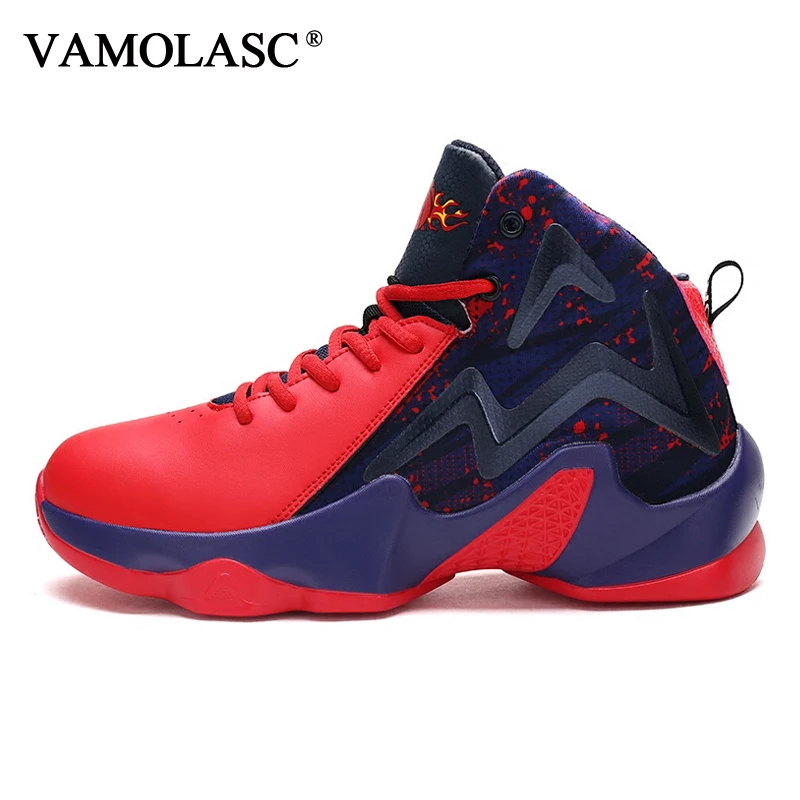 VAMOLASC New Men's Leather Stitching Basketball Shoes Cushioning