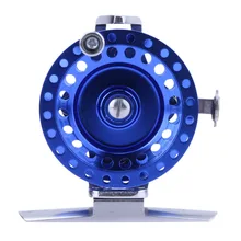 AT50 Super Light Front Fishing Reel Fly Wheel Aluminum Alloy Ice Fishing Tackle Left Hand (Blue)